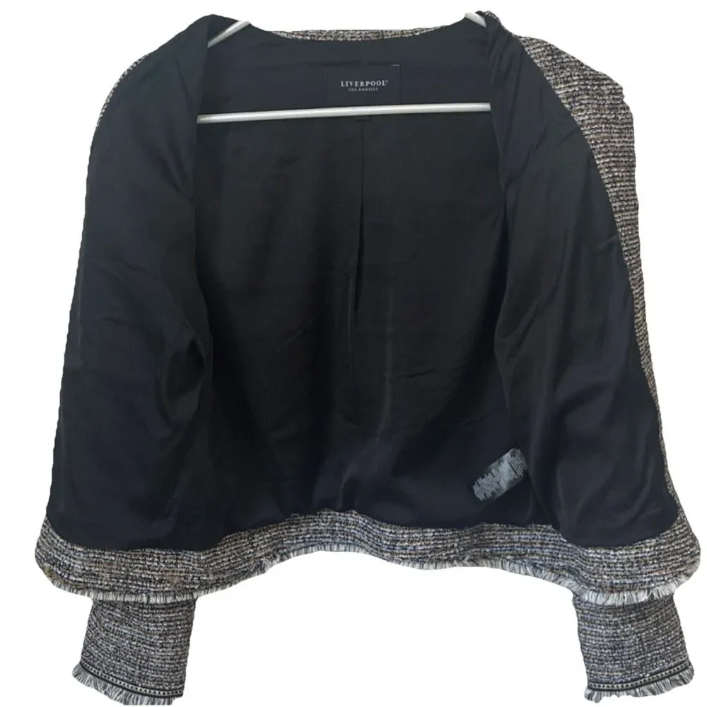 Liverpool Multicolor Tweed Fringe Button Jacket Women’s Size S Lined